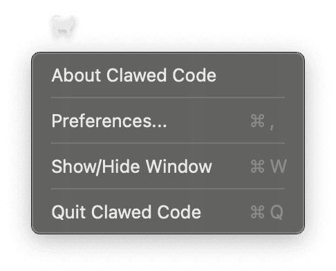 Clawed Code Preferences Menu